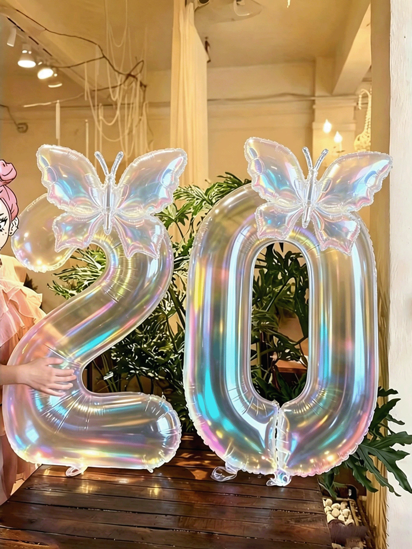 2件組 100公分大號彩色透明數字鋁箔氣球，附24英吋彩色蝴蝶結裝飾，適用生日派對、戶外活動、週年紀念、節慶與宴會慶祝