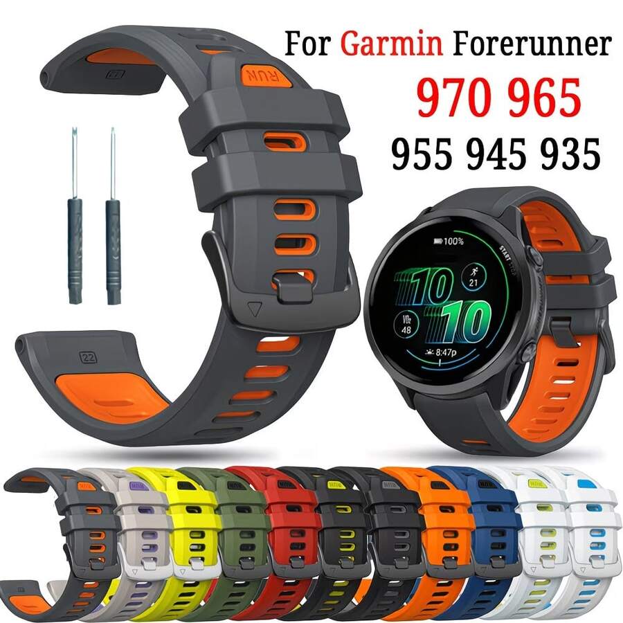 Silicone Replacement Watch Band For Forerunner 970, 965, 955, 945 And 935, 22mm Wristband Accessory, Breathable Smartwatch Strap For Men And Women - 22mm - View 1