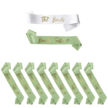 Sage Bachelorette Sash Set With Veil 11-Pack Elegant Bride & Bride Tribe Sashes For Wedding Party & Team Brid Gift Decorations Bridal Shower - Style 1 - View 17