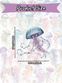 50 piezas Pegatinas de medusas de la isla del bosque, pegatinas de medusas de PET transparente, adecuadas para fundas de teléfono con forma asimétrica, portátiles, botellas de agua y álbumes de recortes, útiles escolares - 1 Set - Ver 2
