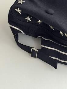1件女款復古波點字母刺繡快乾布料平帽簷棒球帽，夏季顯臉小美式星星鉚釘字母刺繡帽，春夏新款街頭風棒球帽 - 多色 - 查看 11