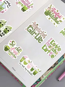 50 Stück Matcha-Stil Graffiti-Aufkleber, geeignet zum Dekorieren von Handyhüllen, Laptops und Gepäck - dekorative Aufkleber Schulbedarf - 1 Set - Übersicht 7