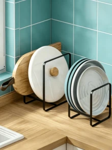 1 pieza Escurridor de platos vertical de metal para cocina, estante de almacenamiento multifuncional para encimera, organizador ligero y elegante para platos/tablas de cortar/tapas de ollas, estante de hierro resistente a la oxidación que ahorra espacio, adecuado para todas las necesidades de almacenamiento y organización de la encimera de la cocina del hogar - Multicolor - Ver 2