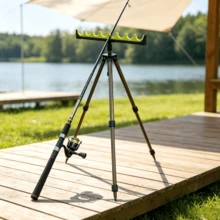 1 Retractable And Adjustable Fishing Rod Holder With Slots To Hold Multiple Fishing Rods At The Same Time; Stable And Anti-Slip, Firmly Fixed On The Ground, Suitable For Wild Fishing, Lake And Reservoir Angling - Multiple Specifications - View 2