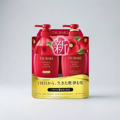 Tsubaki Premium Moist & Repair Set 450ml Each, 2025 New Version Made In Japan - Shampoo & Conditioner Duo, Hydrating & Smoothing For Dry Damaged Hair