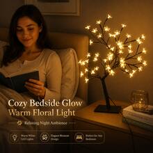 Premium Sakura LED Tree Lamp - Fairy Bonsai Light, USB Powered Warm White Desktop Decor Suitable For Bedroom And Home - 48-lED Cherry Blossom Warm White Tree Lamp With USB Switch - View 2