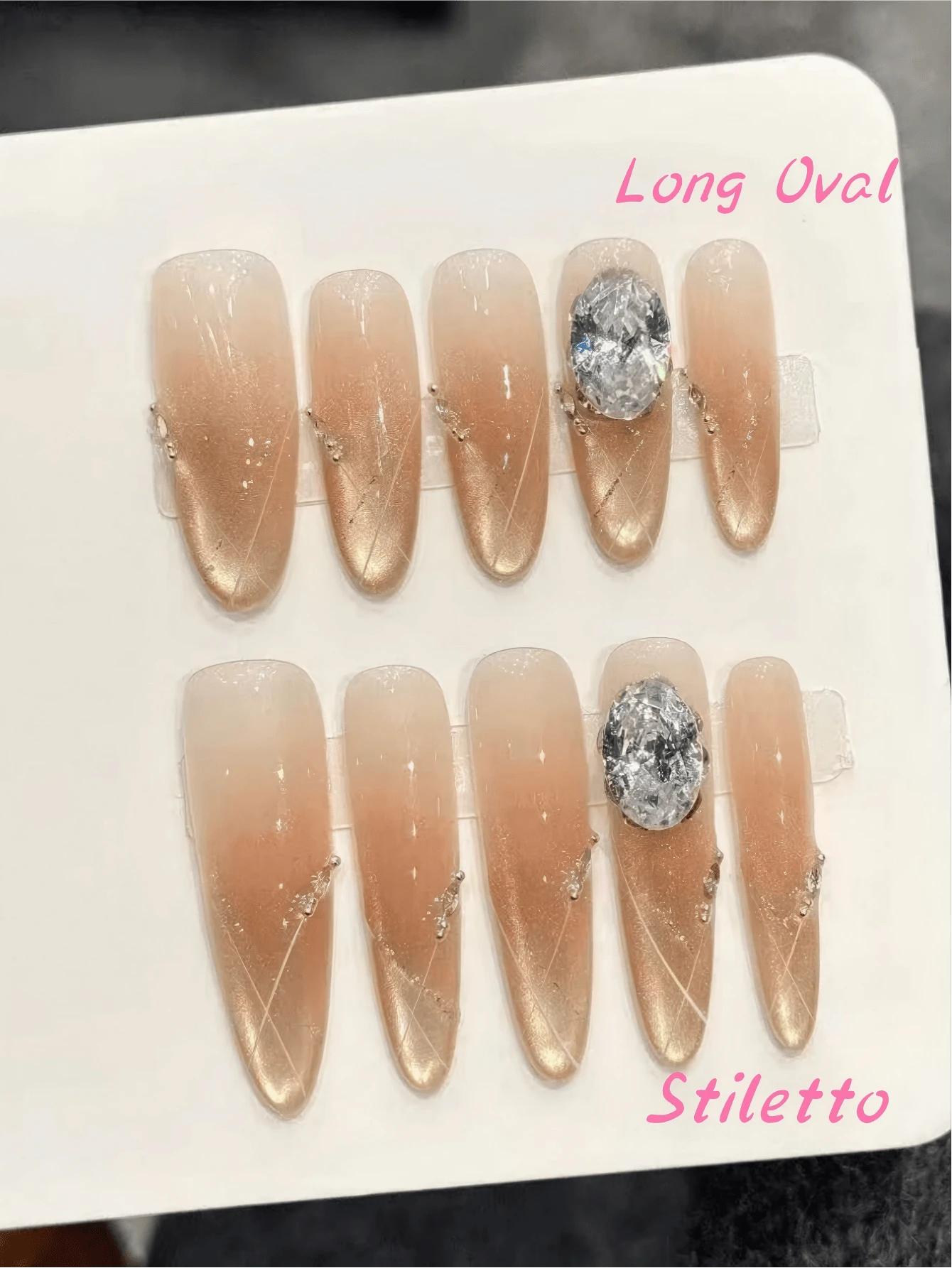 10 piezas de uñas postizas ovaladas/stiletto hechas a mano, Y2K, vacaciones de verano, temporada de graduación, otoño e invierno, adecuadas para niñas y mujeres, festivales, festival de música, uso diario, regalo del Día de San Valentín.