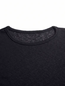 女款純色 Y2K 彈性透視長袖圓領修身 T-shirt 外出上衣 音樂節穿搭 黑色 - 黑色 - 查看 6