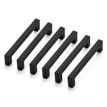 VingeGa 6pcs Square Silver Black Cabinet Door Handles, Kitchen Cabinet Drawer Wardrobe Furniture Shoe Cabinet Aluminum Alloy Handles, Black Cabinet Handles, Square Furniture Hardware Stainless Steel Kitchen Handles, Door Handles Cabinet Wardrobe Drawer Pulls, Cabinet Pulls Stainless Steel Kitchen Cabinet Handles, Square Vanity Handles Drawer Pulls - Double Hole - View 11