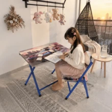 Foldable Children's Table And Chair Set With Cute Patterns, Sturdy Metal Frame, Children's Desk Suitable For Writing, Drawing, And Playing - Set D - View 10