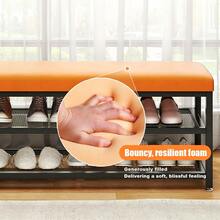 1PCS Shoe Bench Stool Shoe Storage Rack Cabinet Organiser With Cushion Padded Seat Unit - Orange - View 7