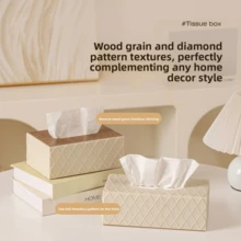 1pc Solid Color Reversible Luxury Style Classic Oversized Tissue Box, Minimalist Home Dining Table Coffee Table Napkin Holder, Large Capacity Paper Towel Storage Box - View 6