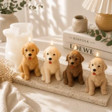 黃金獵犬幼犬矽膠蠟燭模具 DIY 狗狗蠟燭模具，適用於大豆蠟香氛蠟燭製作、樹脂、石膏、肥皂模具，居家裝飾禮品 - Golden - 查看 3