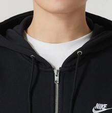 Nike Club 舒適休閒經典簡約拉鍊開襟衫法式長袖連帽夾克外套 男款 - 黑色 - 查看 6