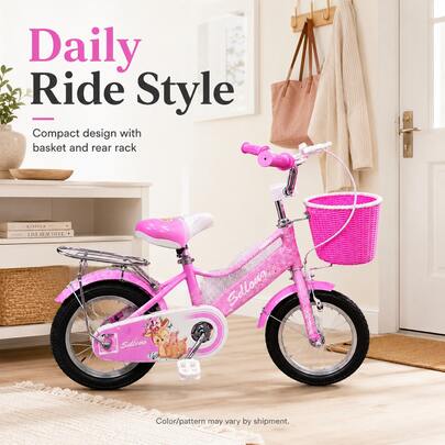 16-Inch Bicycle With Front Basket And Rear Rack-Commuter Bike, Color May Vary