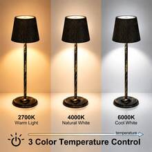 LED Cordless Touch Night Light, USB Rechargeable, With Touch Sensor Switch, 3 Color Temperature Control, Adjustable Brightness, Compact Portable Desk Lamp, Pleated Metal Appearance, Modern Minimalist Elegant, Ideal For Study, Bedroom, Bedside, Dining Room, Bar Lighting Decoration - Desk Lamp - View 4