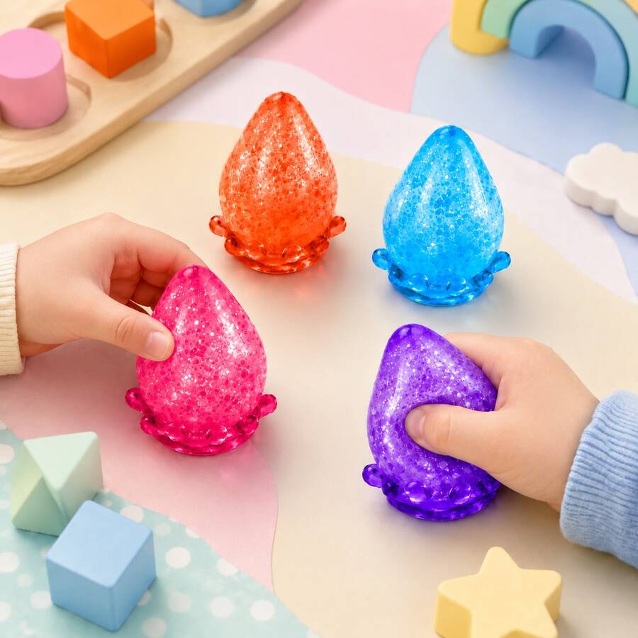 Colorful Transparent Water Drop Squeeze Toy, Soft Jelly Texture Sensory Stress Relief Toy, Educational Color Recognition Interactive Grip Training For Kids, Soft Comfortable Pressure Relief, Birthday Party Gift Classroom Reward Small Toy, Multi-Color Random Gift Item