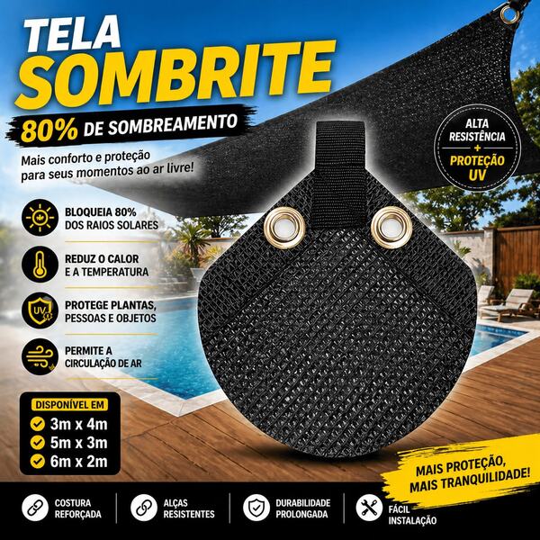 Tela Sombrite 90% Sombreamento Pergolado Acabamento Conforto Termico Piscina Escuro Luxo