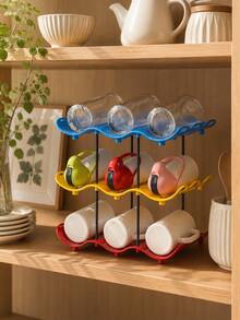 Stackable Water Bottle Organizer Rack, Wine Bottle Organizer,Multi-Layer Wavy Bottle Organizer For Countertop, Water Bottle Organizer For Cabinet And Fridge, Refrigerator Wine Rack For Kitchen Pantry, Suitable For Tumblers,Cups & Wine Bottles - Multicolor - View 7