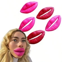 2pcs/Flame Red Lips Carnival Party Performance Rubber Realistic Red Lips Funny Prank Props Clown Big Mouth. - A - View 2