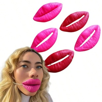 1/2 buah/Bibir Merah Menyala untuk Pesta Karnaval, Pertunjukan, Bibir Merah Palsu, Alat Peraga Prank Lucu untuk Badut, Mulut Besar