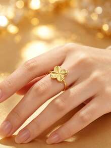 VceTd 1/3/4PCS Fashion Four-Leaf Clover Element Stainless Steel Women's Jewelry Set, Suitable For Daily Wear Or Holiday Gift - Yellow Gold - View 4