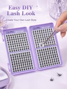 Racimos de pestañas DIY con rizo D definido y efecto esponjoso, extensiones de pestañas postizas ligeras, racimos de pestañas suaves y reutilizables, look de salón en casa para maquillaje natural a glamuroso - Ver 5