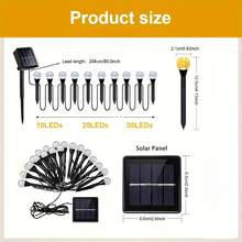 (Smart Sensor Night Light, Automatically Lights Up At Dusk) 10/20/30 Lights Outdoor Solar Garden String Lights, Crystal Ball Design, IP44 Waterproof Lawn Light Strip, With 8 Lighting Modes And Light-Sensing Auto On/Off Function; Perfect For Garden, Yard, Landscape Decoration And Lighting. Essential Outdoor Garden Decor, Autumn Decor, Halloween Decor 2026 Christmas Decor - Multiple Styles - View 4