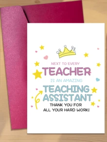 Thank You Card For Teaching Assistant, Cute Thank You Message, End Of Semester Gift For Classroom Assistant, Support Staff Or Teacher Assistant - Sets - View 1