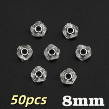 50顆 8/10mm 鋅合金波浪圓盤隔珠，適合DIY珠寶製作手鍊項鍊，時尚珠寶配件，筆珠用品 - 波浪隔片 - 查看 15