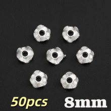 50顆 8/10mm 鋅合金波浪圓盤隔珠，適合DIY珠寶製作手鍊項鍊，時尚珠寶配件，筆珠用品 - 波浪隔片 - 查看 13