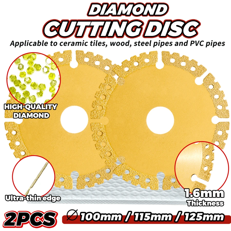 2PCS Diamond Cutting Disc 4 / 4.5 / 5 Inch Multi-Purpose Cutting Disc For Tile, Wood, Steel Pipe & PVC Pipe, Fast Cut Diamond Blade - Diamond Saw Blade - View 1