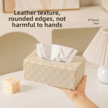 1pc Solid Color Reversible Luxury Style Classic Oversized Tissue Box, Minimalist Home Dining Table Coffee Table Napkin Holder, Large Capacity Paper Towel Storage Box - View 7