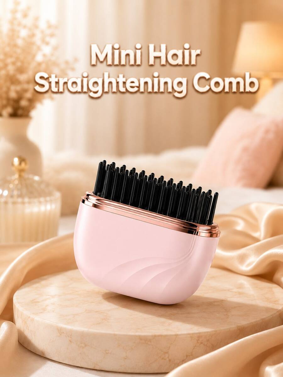 LEVIATECH Wireless Mini Hair Straightener Comb, Pocket Portable Hair Straightener, 3 Temperature Settings, USB Rechargeable Fast Heating, Anti-Scald Design, Suitable For All Hair Types, Travel Hair Styling Tool