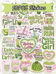 50 Stück Matcha-Stil Graffiti-Aufkleber, geeignet zum Dekorieren von Handyhüllen, Laptops und Gepäck - dekorative Aufkleber Schulbedarf - 1 Set - Übersicht 9