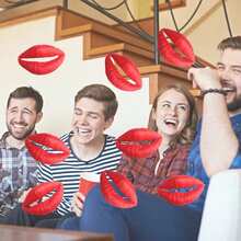 2pcs/Flame Red Lips Carnival Party Performance Rubber Realistic Red Lips Funny Prank Props Clown Big Mouth. - A - View 8