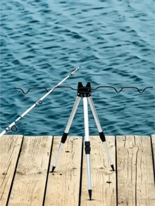 1pc Adjustable Aluminum Fishing Rod Holder, Portable And Foldable, Triangular Fishing Rod Stand, Can Hold Multiple Fishing Rods, Sturdy And Durable, Suitable For Lakes, Rivers, Angling, Stable Outdoor Bank Fishing Bracket - Multicolor - View 5