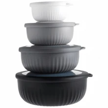 8件組混尺寸圓形碗，可嵌套塑膠備餐碗組附蓋子－多尺寸小號食物保鮮盒 - 彩色 - 查看 10