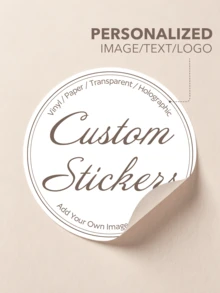 Custom Round Stickers, Personalized Image Text Logo Labels, Vinyl Transparent Round Stationery Stickers, Suitable For Notebooks, Planners, Envelopes, Scrapbooks, Office Supplies, School Supplies, Business Brand Custom Labels - Round - View 1