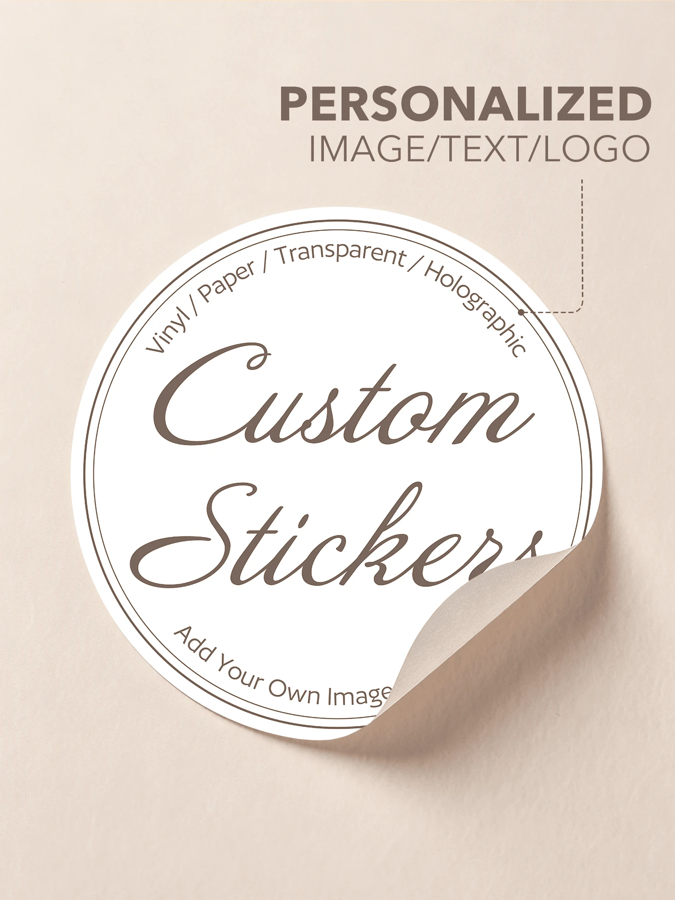 Custom Round Stickers, Personalized Image Text Logo Labels, Vinyl Transparent Round Stationery Stickers, Suitable For Notebooks, Planners, Envelopes, Scrapbooks, Office Supplies, School Supplies, Business Brand Custom Labels - Round - View 1