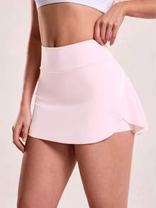 1pc Women's Sports Skirt, High Waist With Pockets Design, Suitable For Tennis, Golf And Other Sports, Pink - Pink - View 4