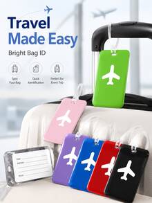 This Luggage Tag Features A Stylish Design With A Prominent Airplane Icon, Vibrant Colors, And High Visibility. It's An Essential For Cruise Travel And Also Perfect For Airport Check-In Or Carry-On Luggage. The Product Comes With A Durable And Flexible PVC Strap, Suitable For Both Men And Women, With Reliable Quality. - Multicolor - View 2