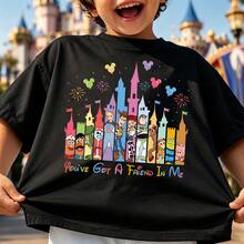 Disney Toy Story Kids Short Sleeve Tee 3-14Y Boys Girls Castle Character Print Daily Outdoor All Season Casual Top You've Got A Friend In Me - 黑色 - 查看 1
