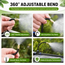 1 Set DIY Micro Drip Irrigation Kit, Adjustable Brass Spray Stake Watering System, 5/16" PVC Tubing Automatic Water Saving Irrigation Set With Connectors Cutter Cable Ties, For Garden Lawn Flower Bed Greenhouse Balcony Vegetable Plant - 10M - View 6