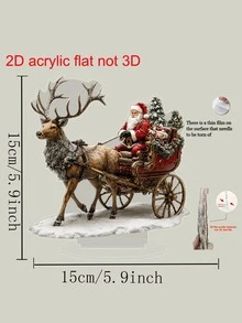 2D Flat Acrylic Santa Claus Reindeer Sleigh Desktop Sign, Vintage Christmas Tabletop Decor, Suitable For Coffee Table, Side Cabinet, Office, Fireplace, Christmas Home Gift (Non-3D) - A - View 9