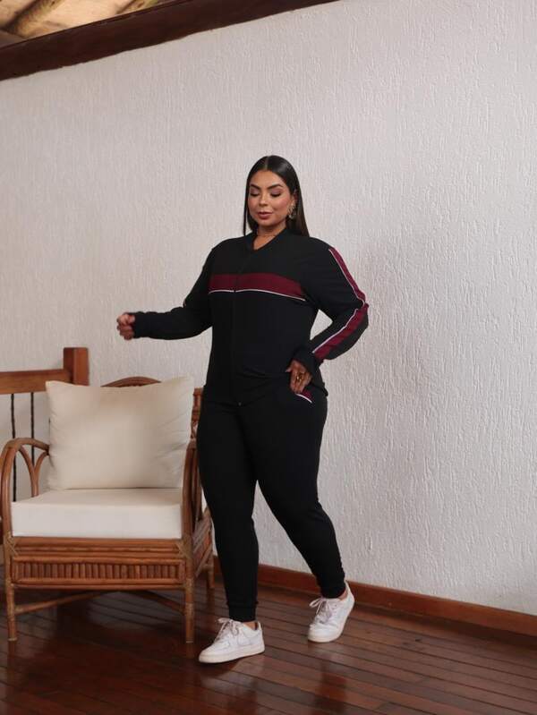conjunto femenino de inverno no tamanho normal e plus zize M ao G3 com detalhes vivo no tecido malha crepe