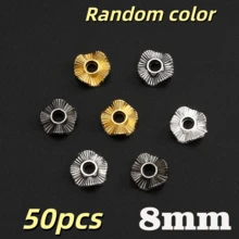 50顆 8/10mm 鋅合金波浪圓盤隔珠，適合DIY珠寶製作手鍊項鍊，時尚珠寶配件，筆珠用品 - 波浪隔片 - 查看 16