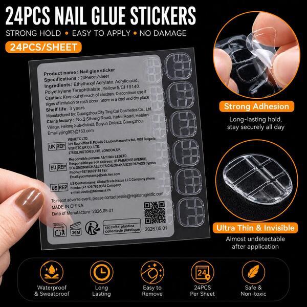 240pcs (10 Sheets) Waterproof Breathable Double-Sided Adhesive Tape Gel Stickers