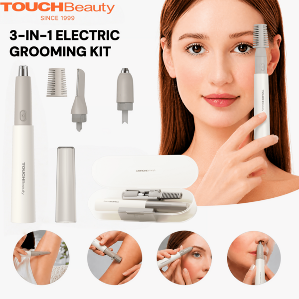 TOUCHBeauty 三合一電動修剪組/臉部、眉毛、鼻毛、耳毛、身體毛髮修剪，男女通用雙刀片電池式刮鬍機