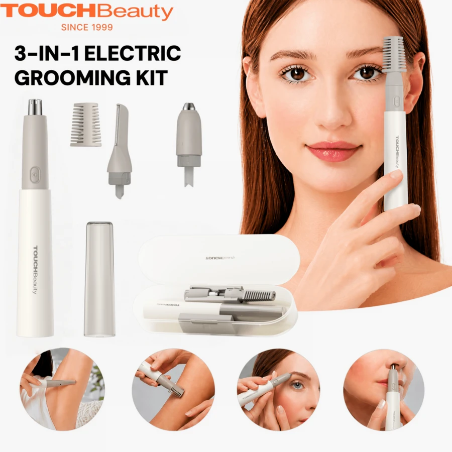 TOUCHBeauty 3-In-1 Electric Trimming Set/Face, Eyebrow, Nose, Ear, Body Hair Trimming, All-In-One Women's And Men's Dual Blade Battery-Powered Shaver